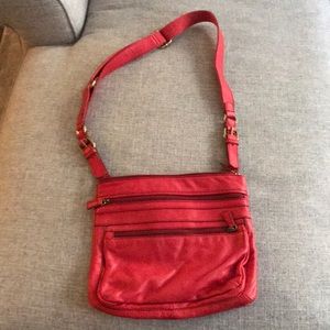 Fossil Red Leather Crossbody Bag
